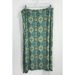 Susan Lawrence Woman 1X Midi Skirt Teal Green Geometric Kaleidoscope 73309 USA